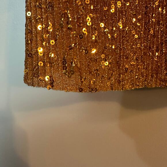 NWOT STINE GOYA Odis Gold Sequined Designer Plissé-Knitted Mini Dress SZ XS & S - Picture 8 of 16